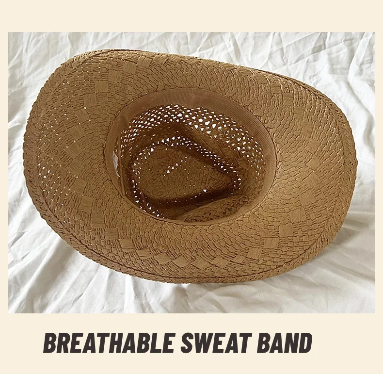 FREE SAMPLE LALA women fashion plain summer men wide brim sombreros de paja western jazz cowboy cowgirl straw hat
