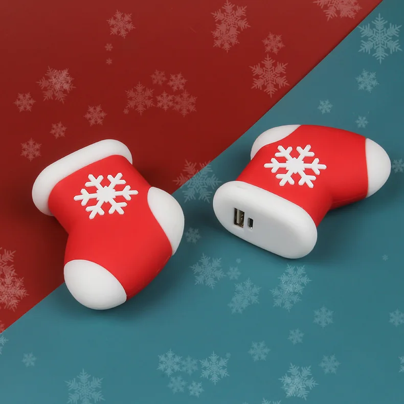 hot sale custom logo Christmas gift amazon trending portable Socks candle doll shape cute mini power banks 3000mah portable