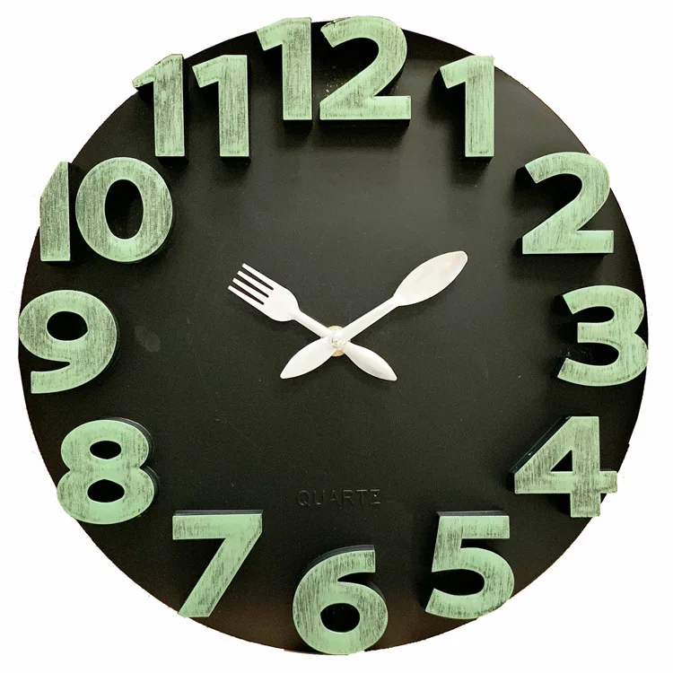 12 inch plastic  round face circular three-dimensional figures wall clock