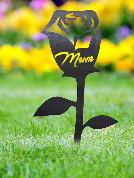 
Metal Flower Garden Decorative Stake Mum Flower Stakes Steel Sculpture Mothers Day Wall Art Decoration 