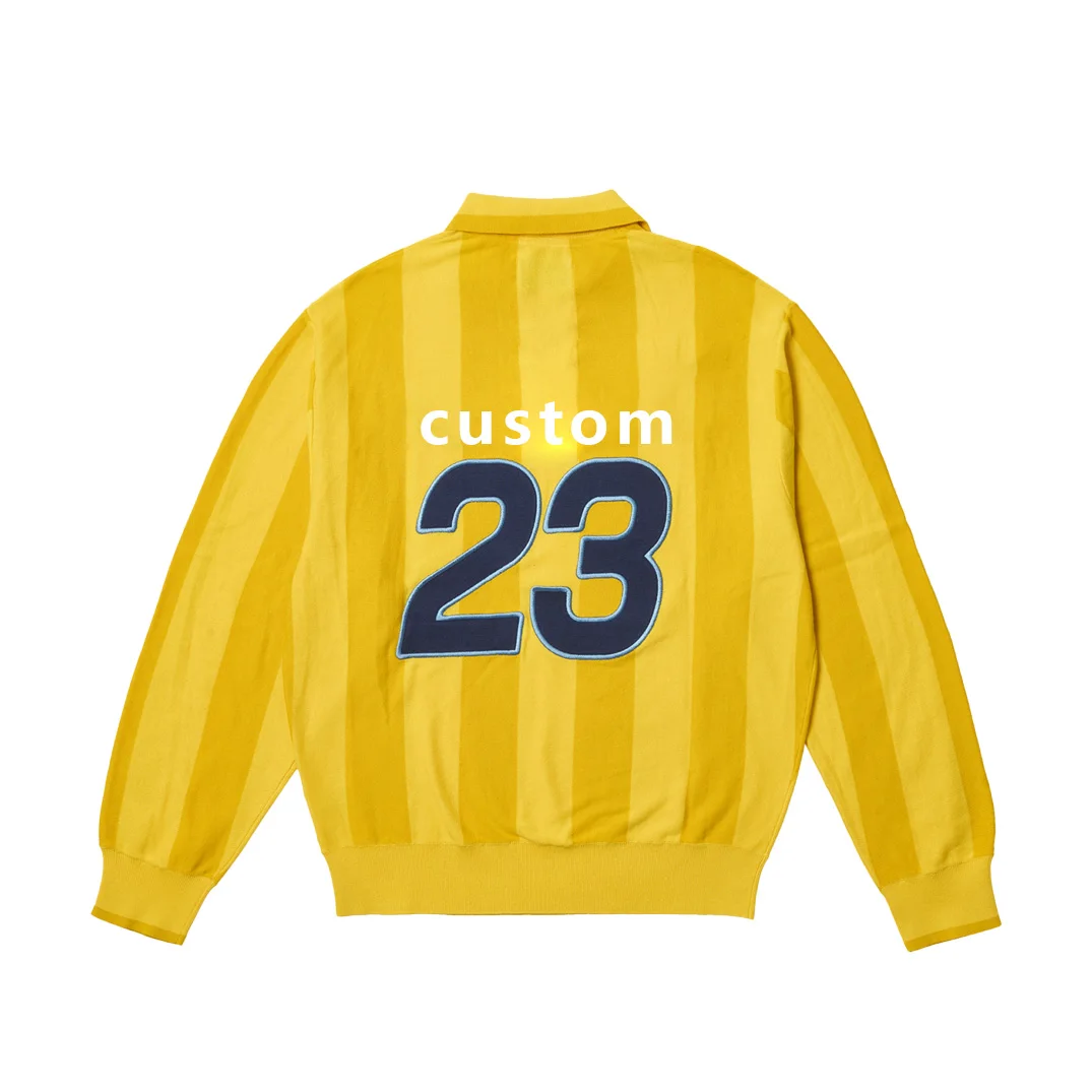 Wholesale High Quality Fashion Men Custom Logo Pullover Knitted  stripe Long Sleeve Polo Shirt Sweater