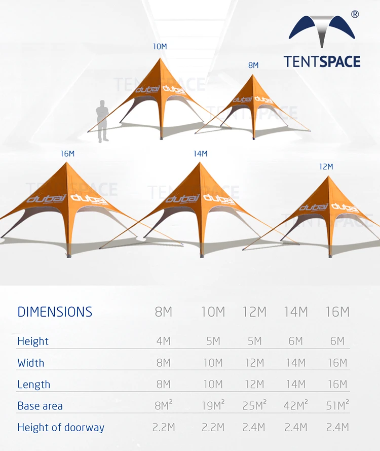 Customized Printing Star Shaped Camping Tent Outdoor Events 12 M Star Spider Tent for Glamping