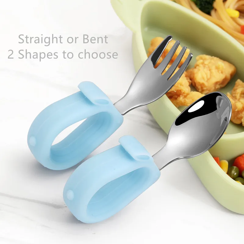 Baby feeding tableware set silicone  spoon silicone baby set Dinnerware Sets food grade silicone BPA FREE for kid