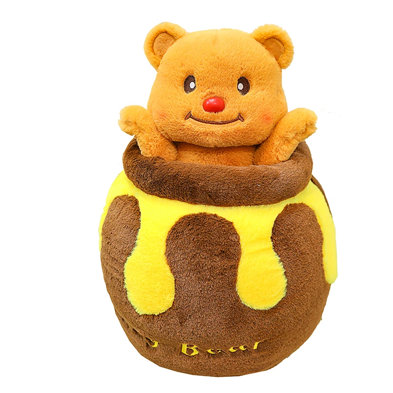 Hot Butter Bear Plush Toys Apron Dressing Flower Honey Jar Honey Bear Stuffed Animal Doll Teddy Bear Soft Toy Plush Pillow Cheap