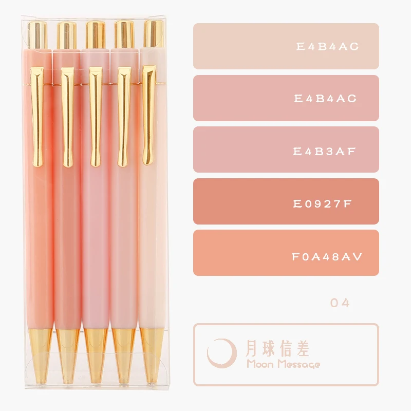 Custom Logo Pastel Gold Hexagon Plastic Ball Pen, Colorful Pen Sets for Office, Hotel, School, Ink Pens for Women, Men