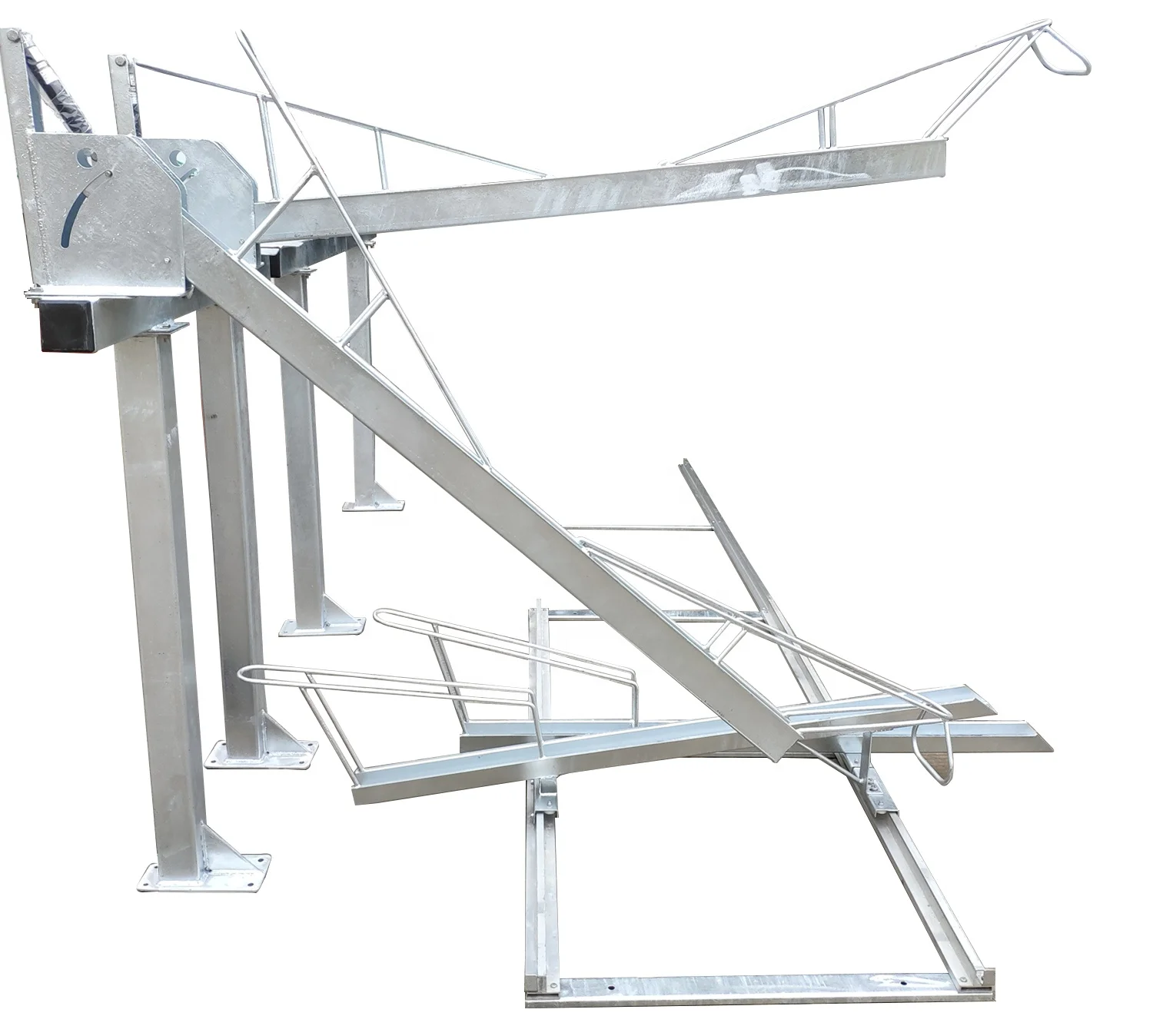 Outdoor hot dip galvanized gas spring lift assisted double decker bicycle rack  powder coating bike rack