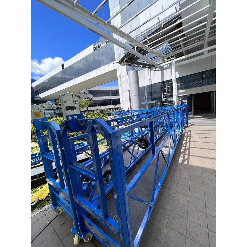 Easy Operation Grey Painting Electric Scaffolding Platform High-Rise Building Facade Gondola For Window Cleaning Machine