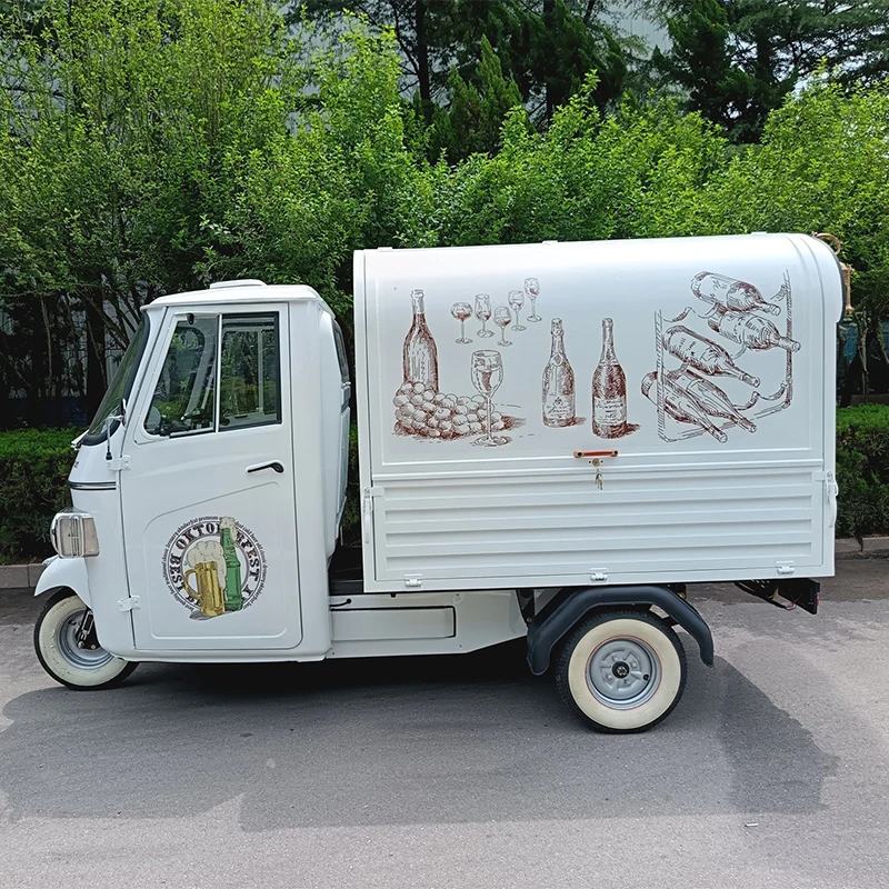 Cute Little Food Truck Mobile Street Coffee Trailer Electro-Tricycle BBQ Candy Food Cart Multifunction Ice-Cream Car