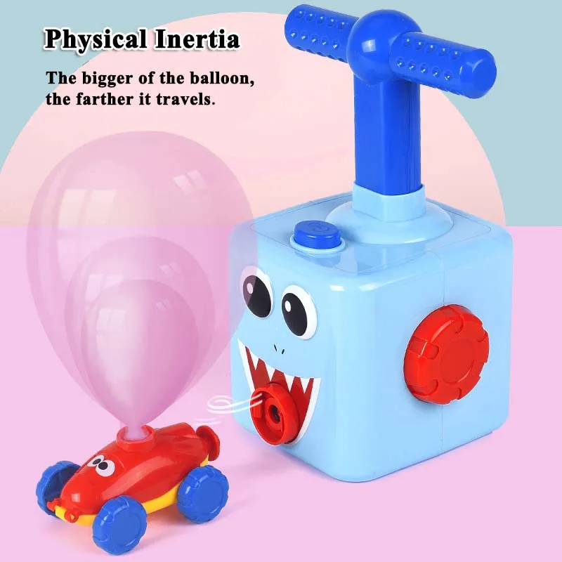 Kids Toys Educational Aerodynamic Forces Launcher & Inertia Air Balloon Powered Car Racer Toy Set for Children
