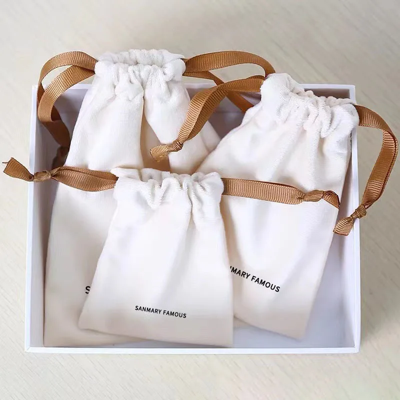 Custom Printed Small drawstring bag Promotional Velvet Jewelry Packaging Bag Luxury Gift Pouch Velvet Bag