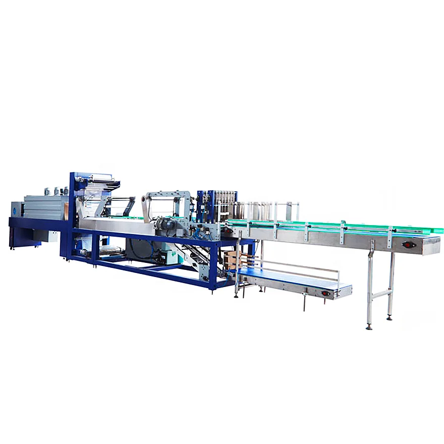 Factory Automatic Pallet PE Film Shrink Stretch Heat Tunnel Wrapping Packing Machine with Carton Tray for Bottle Water Drink