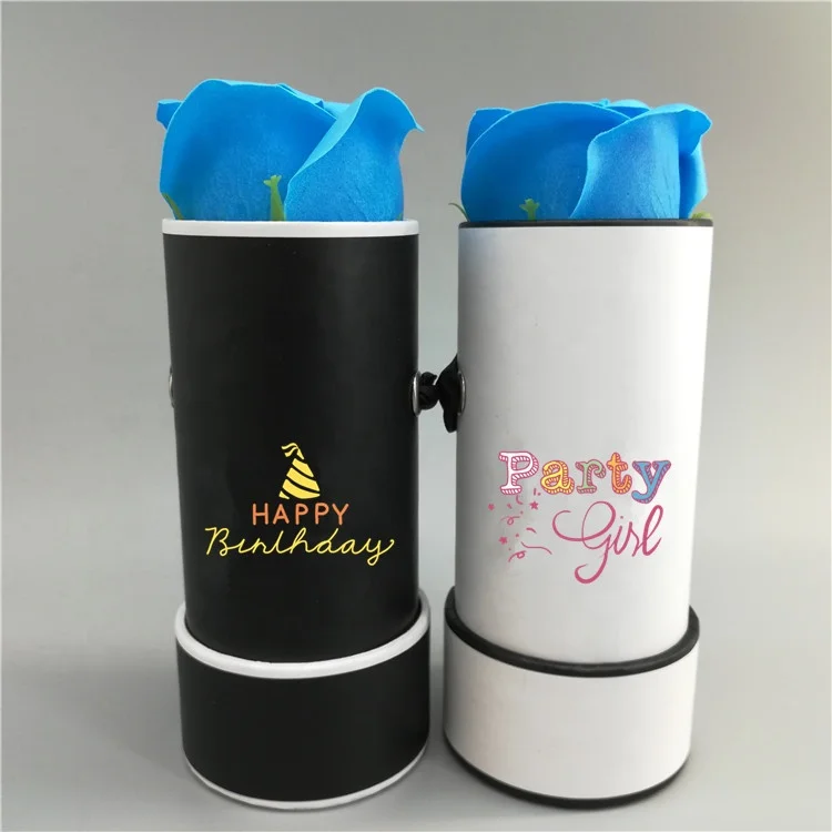 Paper single rose gift box round shape mini flower boxes cardboard box custom logo