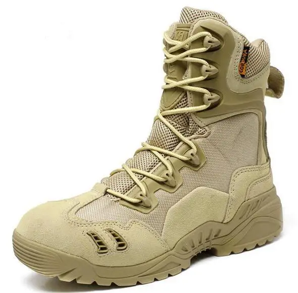 lace up waterproof outdoor beige army military desert boots SC-336