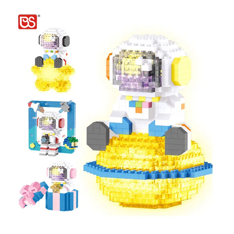 BS 387PCS Mini Bricks Led Lighting Kit Space Toys Micro Building Kits Astronaut With Diy Puzzle
