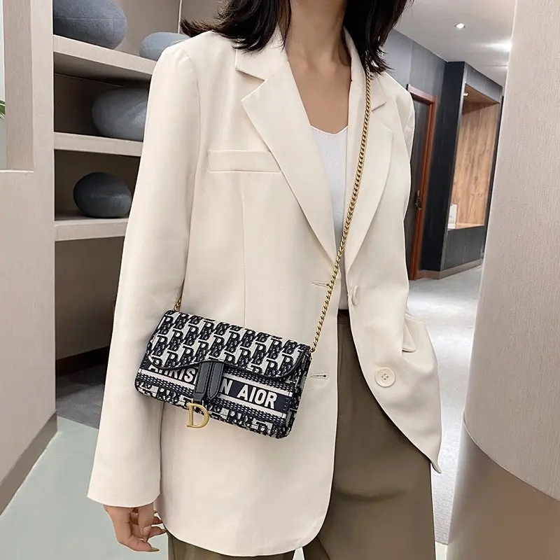 Luxury Oblique Printed Canvas Saddle waist bag fanny pack for women Chain Shoulder Messenger Bag Clutch 3-in-1