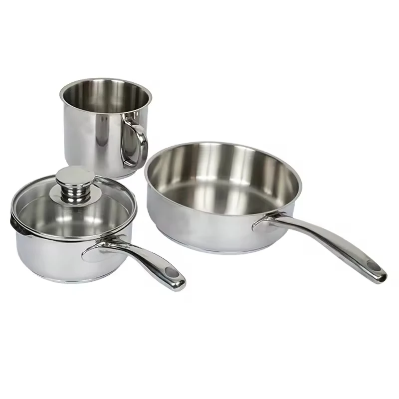 Campfire 4pc Stainless Steel Cookware Kit Saucepan frying pan & Coffee Mug Sliver
