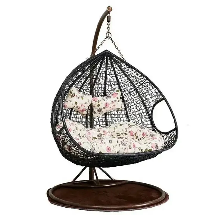 Hot Selling Hanging Wicker Double Seat Garden Egg Swinging Chairs Patio Outdoor Swing Chair