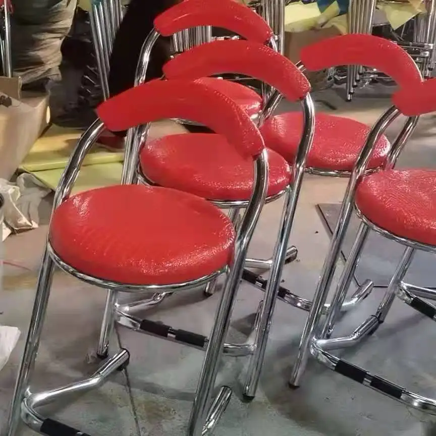 wholesale bar stool high chair de manufactural luxury Leather seat high bar chair bar stool high chair white and gold for