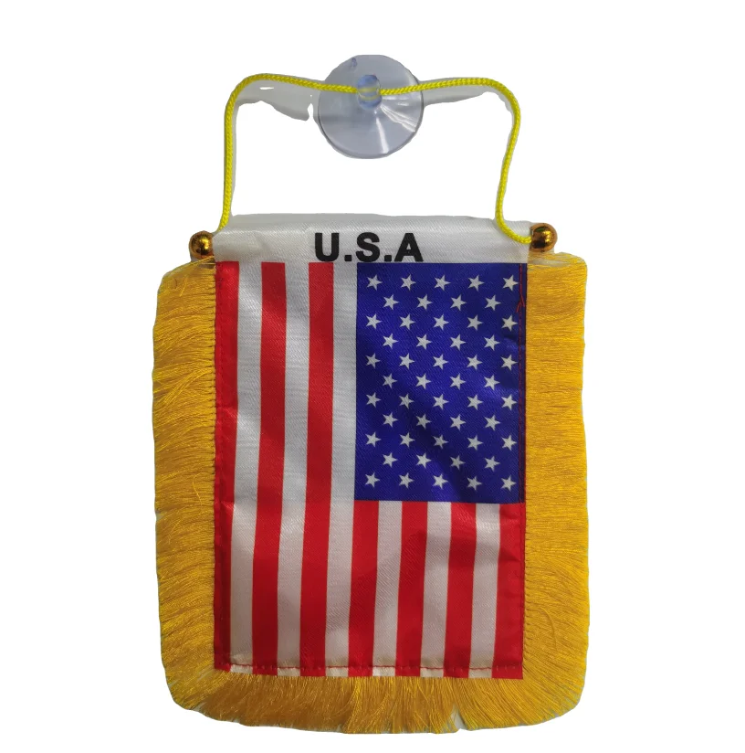 Cheap Hanging USA American Mini Flag for Car Rearview