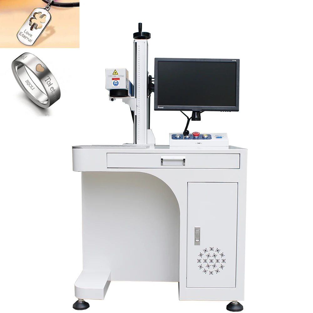 Vertical RAYCUS 20w 30w Fiber Laser Marking Machine Gold Metal Machines for Leather