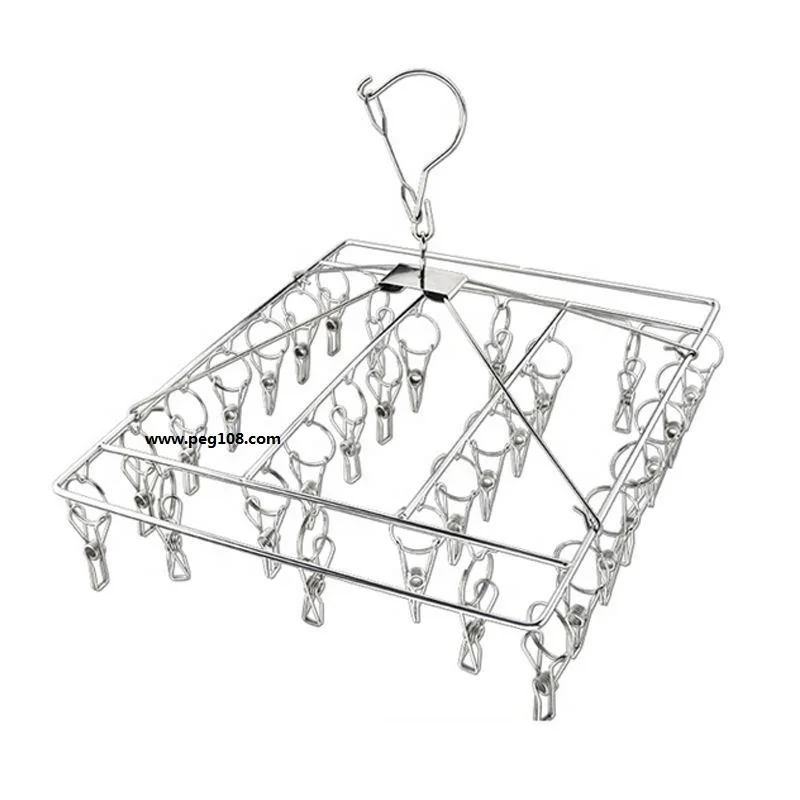 Stainless Steel clothes Sock hanger clothes drying rack With 40 PEGS Laundry cloth peg Hanger socks and underwear hanger