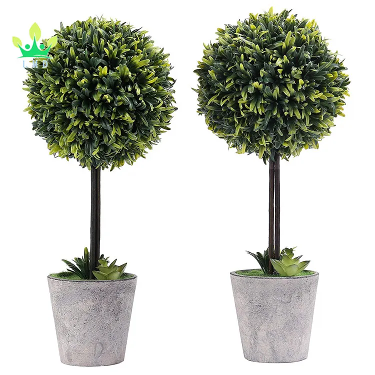 Искусственное бокс-дерево Topiary в современном сером масле набор из 2