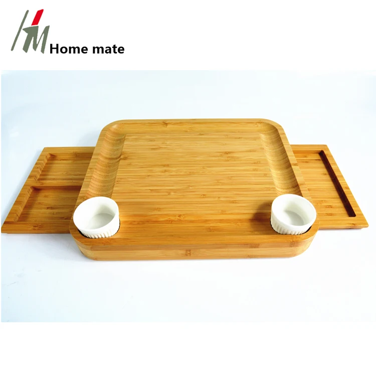  Кухонная доска для сыра и набор ножей Бамбуковая тарелка разделочная Сервировочная колбасных изделий с выдвижным ящиком