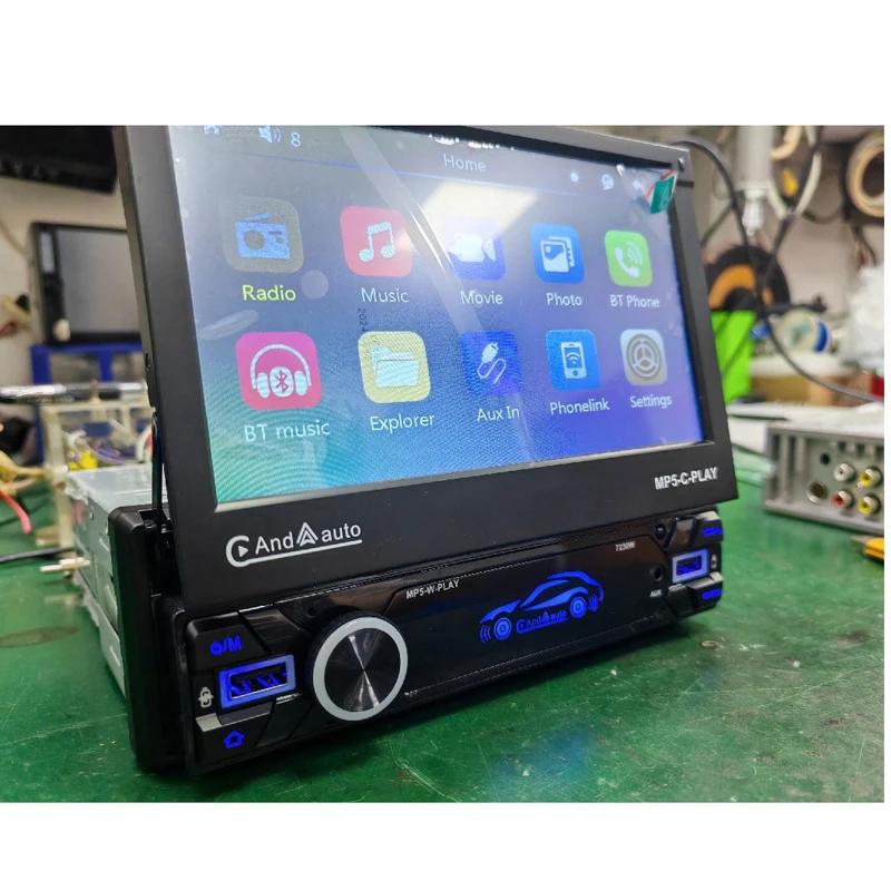 7 Inch Car MP5 Player Retractable Screen Wireless Carplay Car Radio Radio Automotive Stereo Receiver Car Accessories