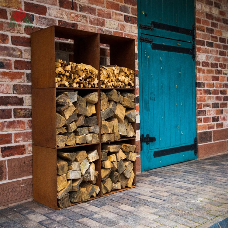 BIG SPACE OUTDOOR FREE STANDING CORTEN STEEL WOOD STORAGE