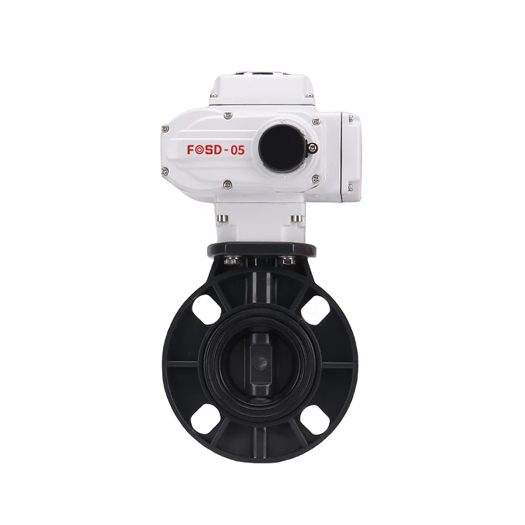 RTOK AC 240V wafer Type IP65 Waterproof Electric Actuator PVC Plastic Motorized Butterfly Valve