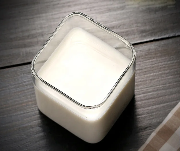 Heat-resistant glass tea set square straight glass juice milk mug