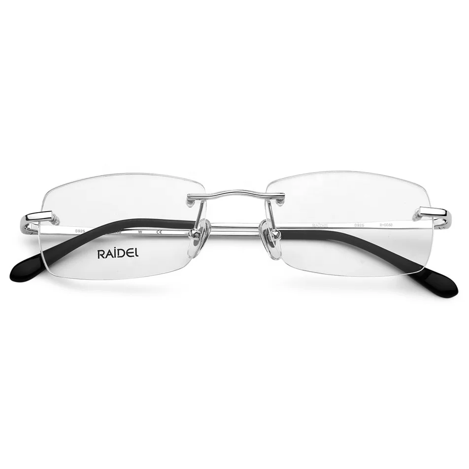 
Fashion Rimless S925 Silver Optical Frames Eyeglasses with Blue Light Blocking Lens 