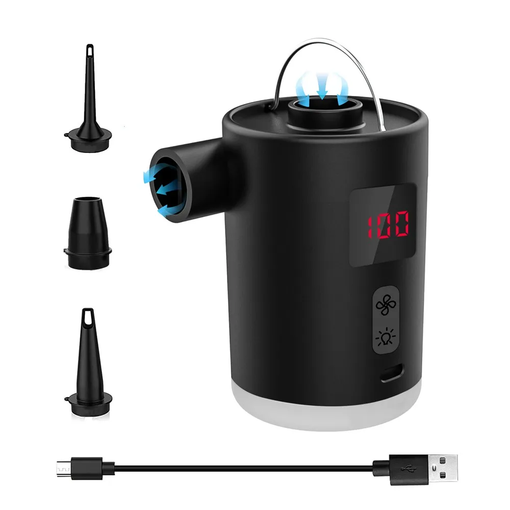 Portable Cordless Electric Compressor Inflation Deflation Pump LED Light Inflation Pool Air Mattress Bed Swimming Rings Air Pump