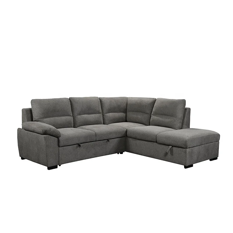 Luxury modern linen fabric 5 seats ottoman living room sofa  with customized services corner sofa pull out sofa bed