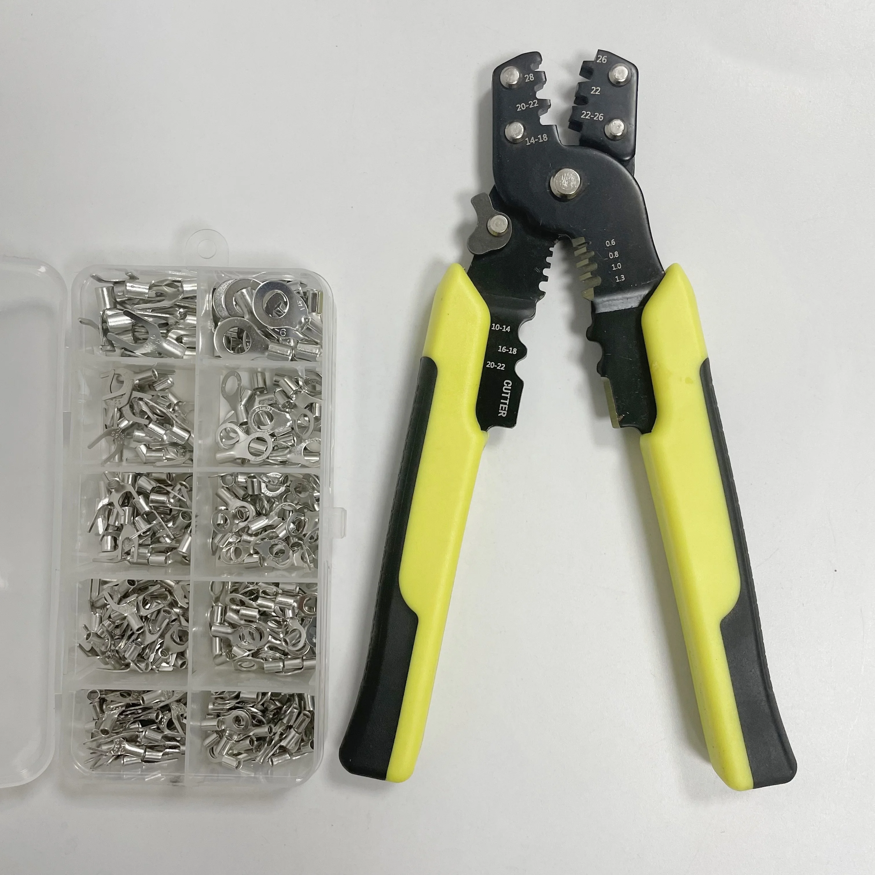 JD-41 Multi Functional Hand Crimping Pliers Tool Wire Stripper Wire Cutter With Lock Plier with 320PCS Fork Ring Brass Terminals