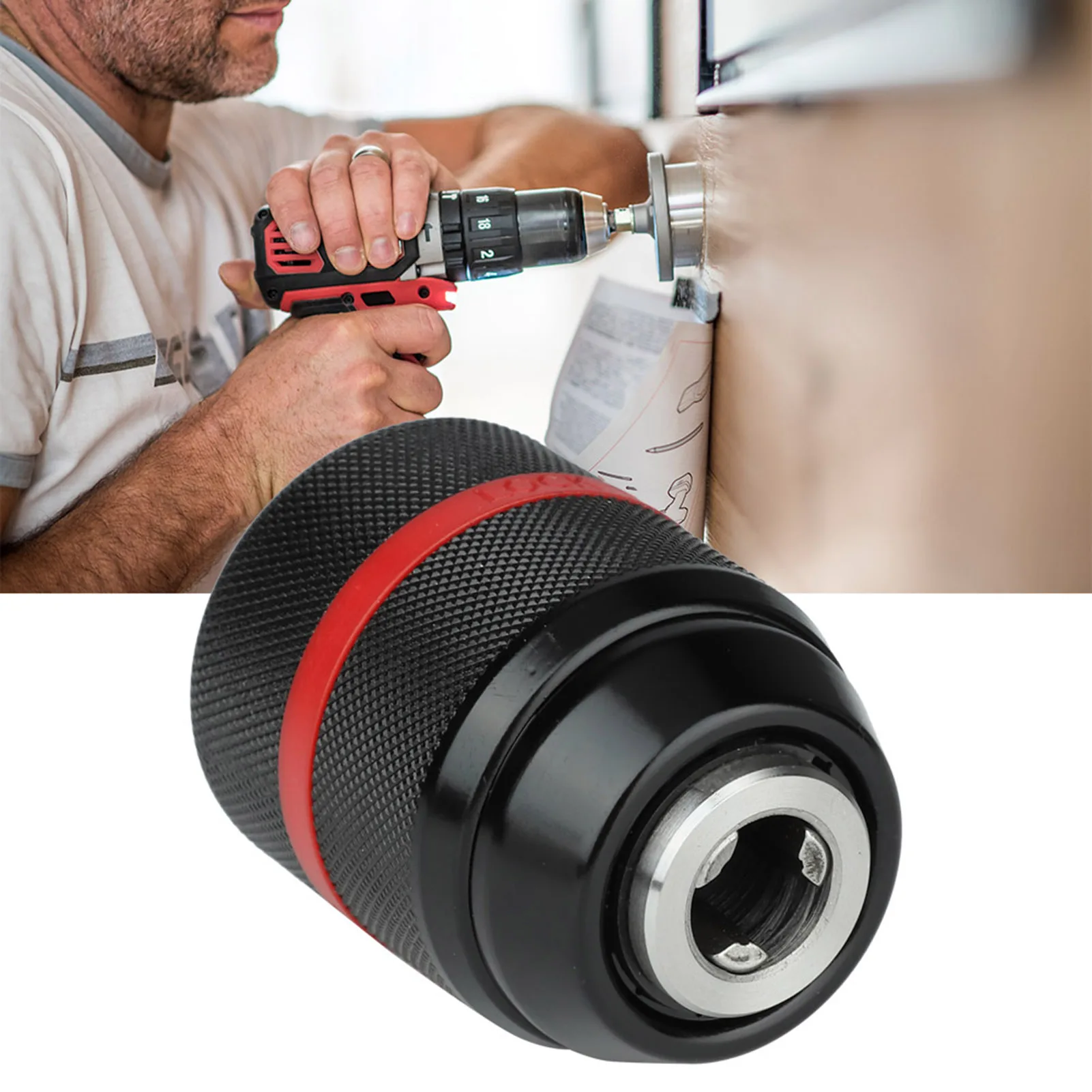 Keyless Hand Drill Chuck 1/2-20UNF Mount 2~13mm Self-tighten Drill Chuck for Multiple Purposes Step