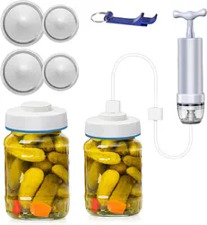 Mason Jar Sealer Vacuum Kit with Manual Vacuum Pump Compatible with FoodSaver Vacuum Sealer Machine
