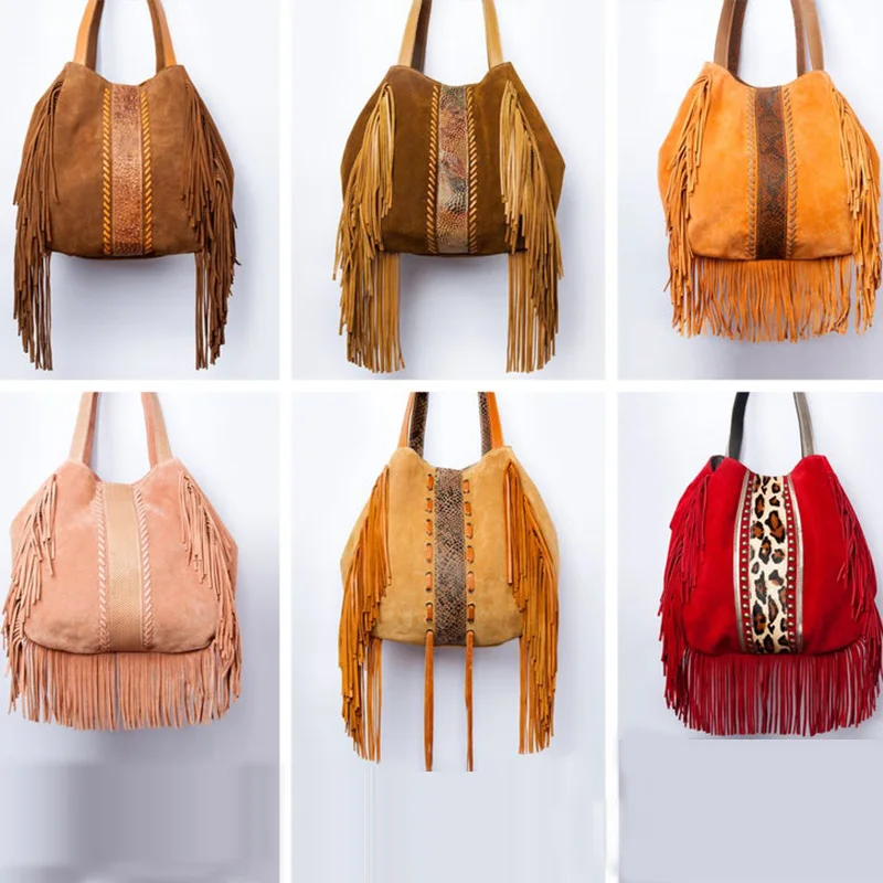 Personalized Women Fringes Suede Hobo Bag