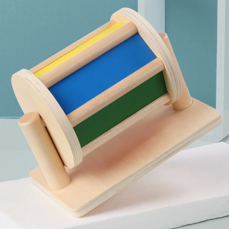 Developing Intelligence wooden spinning drum children early learning colorful wood music drum Montessori baby educational toy