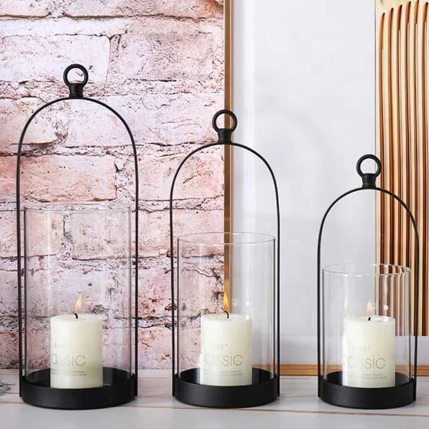 High Quality Iron and Glass Candelabra for Home Decor Elegant Candlestick Holder for Dining Table & Christmas Decor