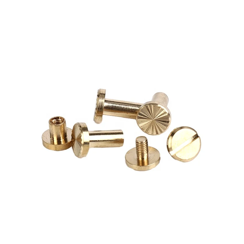 Copper Plated Male And Female Screw Account Book Butt Side Lock Screw Nut Album Stainless Steel Chicago Screw Double Cap Rivet