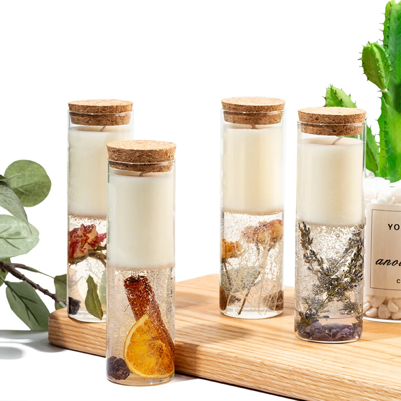 Romantic Handmade Flower Glass Jar Aroma Candle Private Label Gel Flower Jelly Wax Scented Candle/Candels