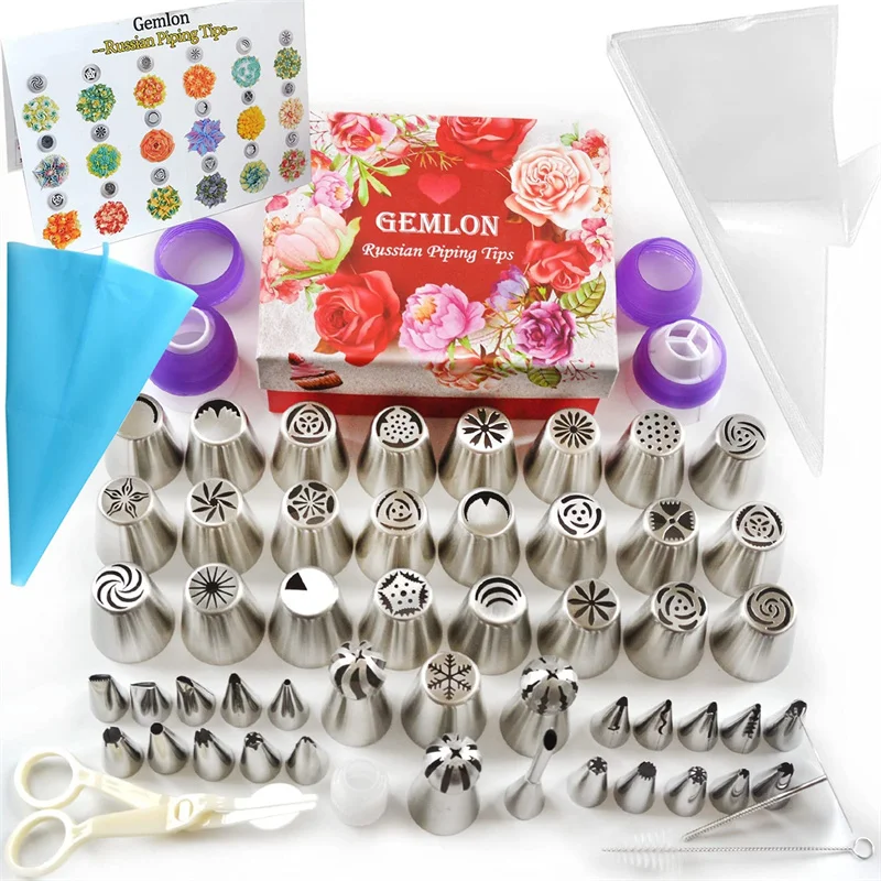88-Piece Set of Russian Cake Decoration With Decorative Decorative Tip With 304 Stainless Steel Baking Tools