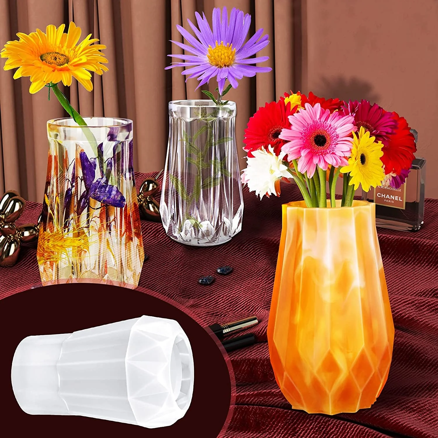 Resin Molds for Small Tall Vase Bud Vase Silicone Molds Kit with Twine Epoxy Casting Flower Vase Molds