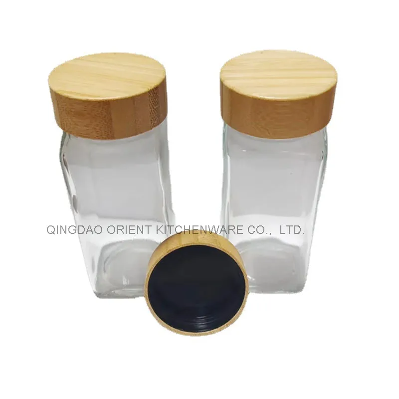 Amazon Top Seller 12 36 Pieces 4 Oz 120Ml Glass Square Spice Jars jar Containers With Bamboo Bambo Lid Shaker Lids Set Of 24