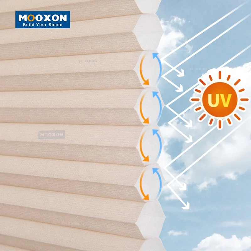 Mooxon Safety Aluminium Indoor Outdoor Venetian Louvre Blackout Horizontal Window Cordless Cellular Roller Blinds for Interior