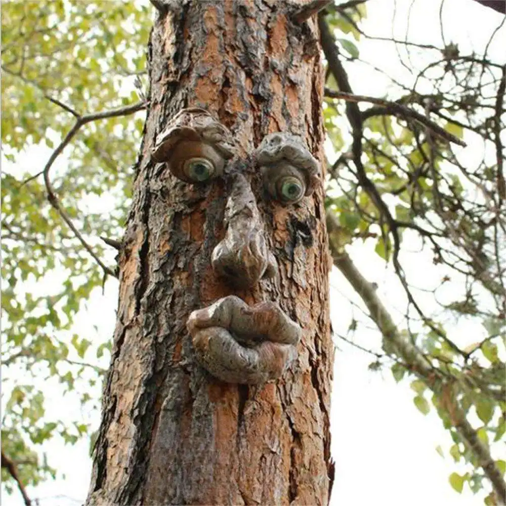 Hot Grimace Facial Tree Hugger Bark Ghost Face Tree Artificial Decor For Garden Statues Sculptures Outdoor