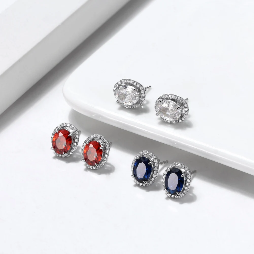 RINNTIN EQE77+EQN48 Classic 925 Sterling Silver Jewelry Set Garnet Necklace Earrings Set