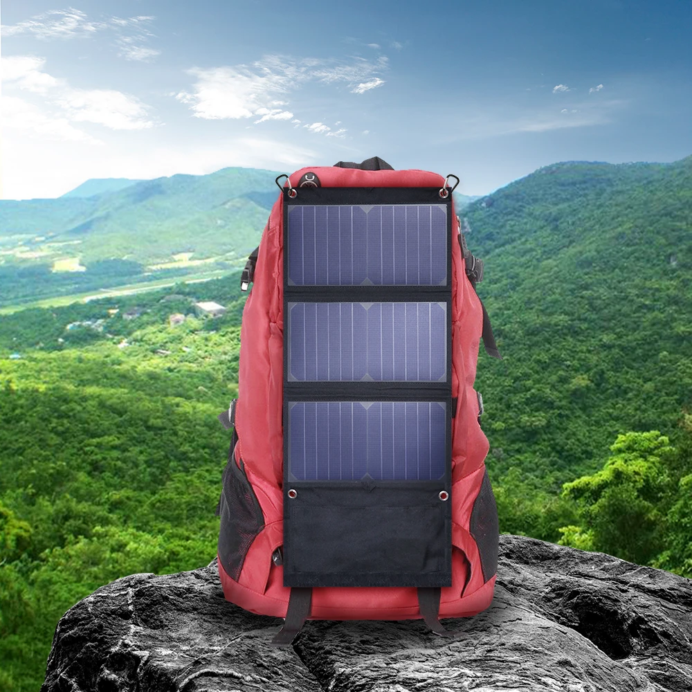 2022 Newest Solar Power Bank 20000mAh Dual USB Travel Portable Solar Mobile Phone Charger With 21W foldable solar panels
