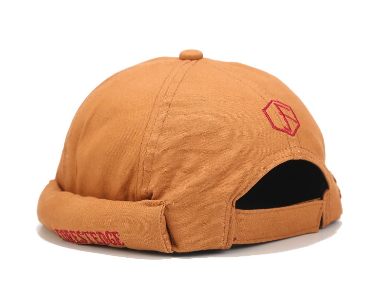 Free shipping custom logo skull  brimless caps instock wholesale denim cotton docker sailor hat soft woven brimless cap